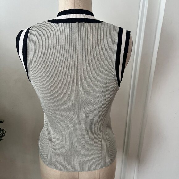 RAG & BONE Priya Metallic Striped Silver Knit Sleeveless Sweater Tank Top Size S - Picture 3 of 10